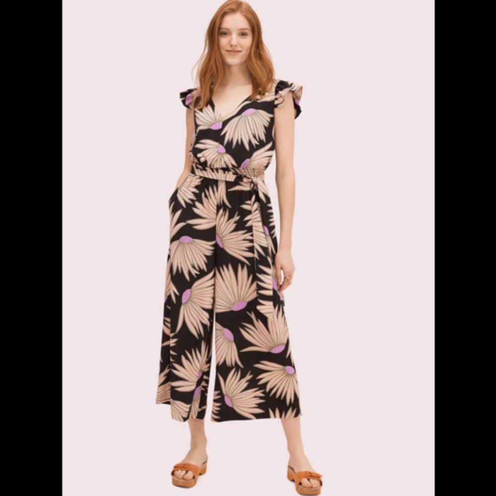 Kate Spade Falling Flower Pattern One Piece Jumper Wide Ankle Size 4